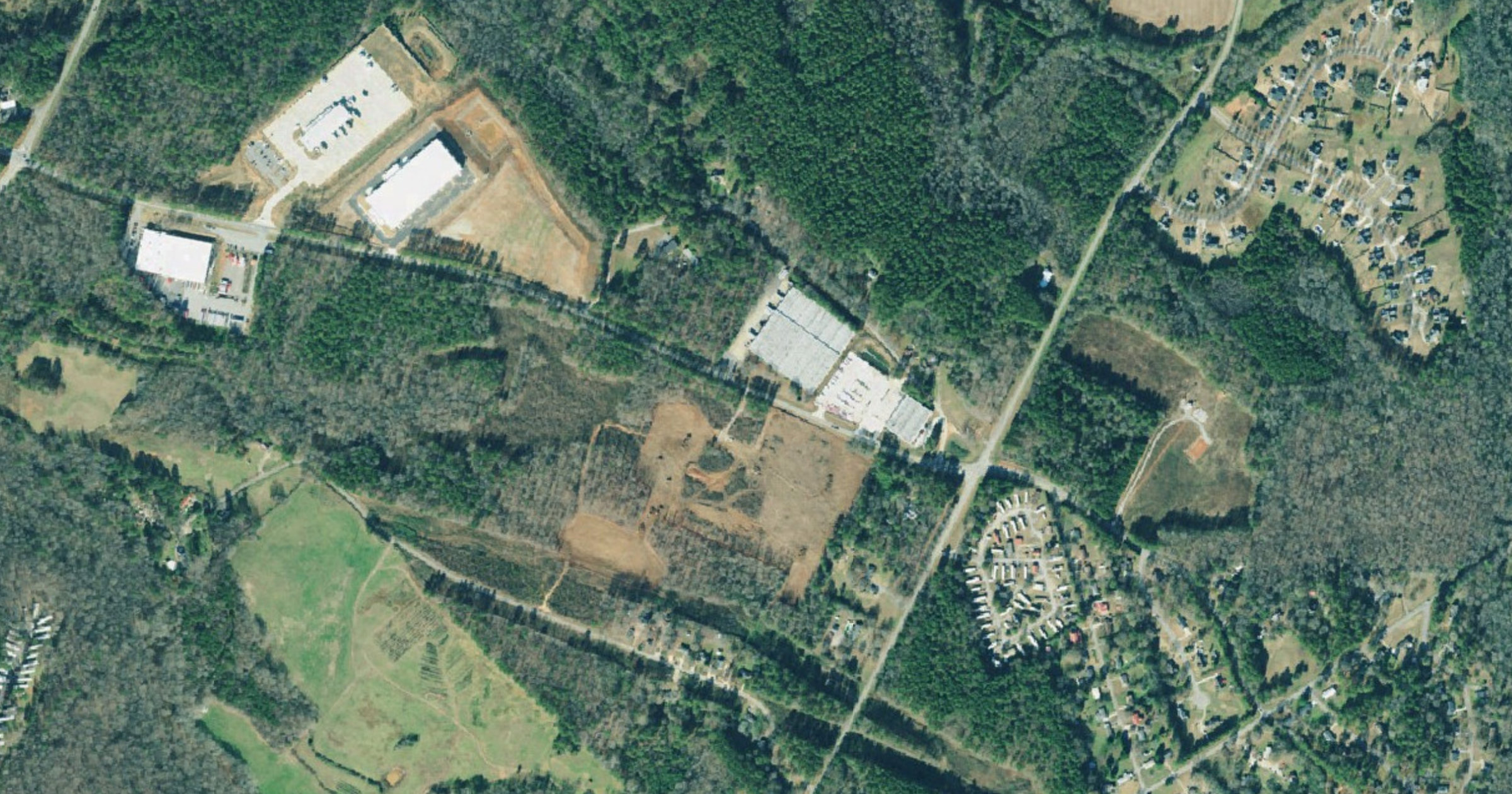 Aerial view of the Athena Studios data center conversion (Athena Drive) site in Athens, GA