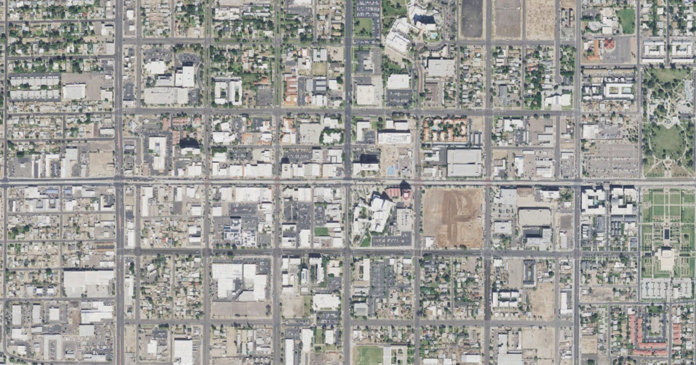 Aerial view of the AWS Mesa campuses (Pecos Road PHX065 and Elliot Road) site in Mesa, AZ