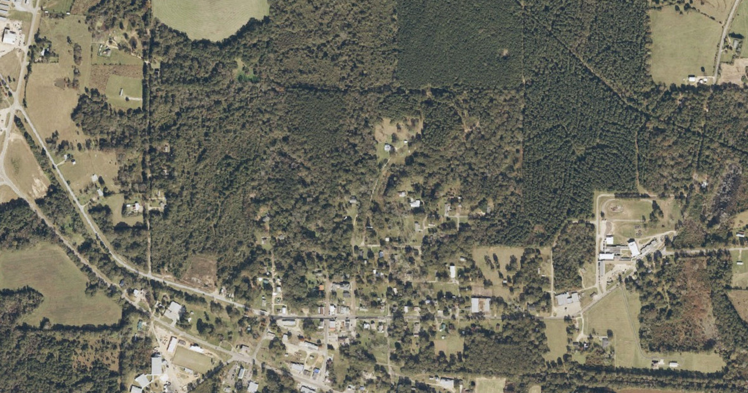 Aerial view of the Big Woods Technology Park site in Jefferson Davis County, MS