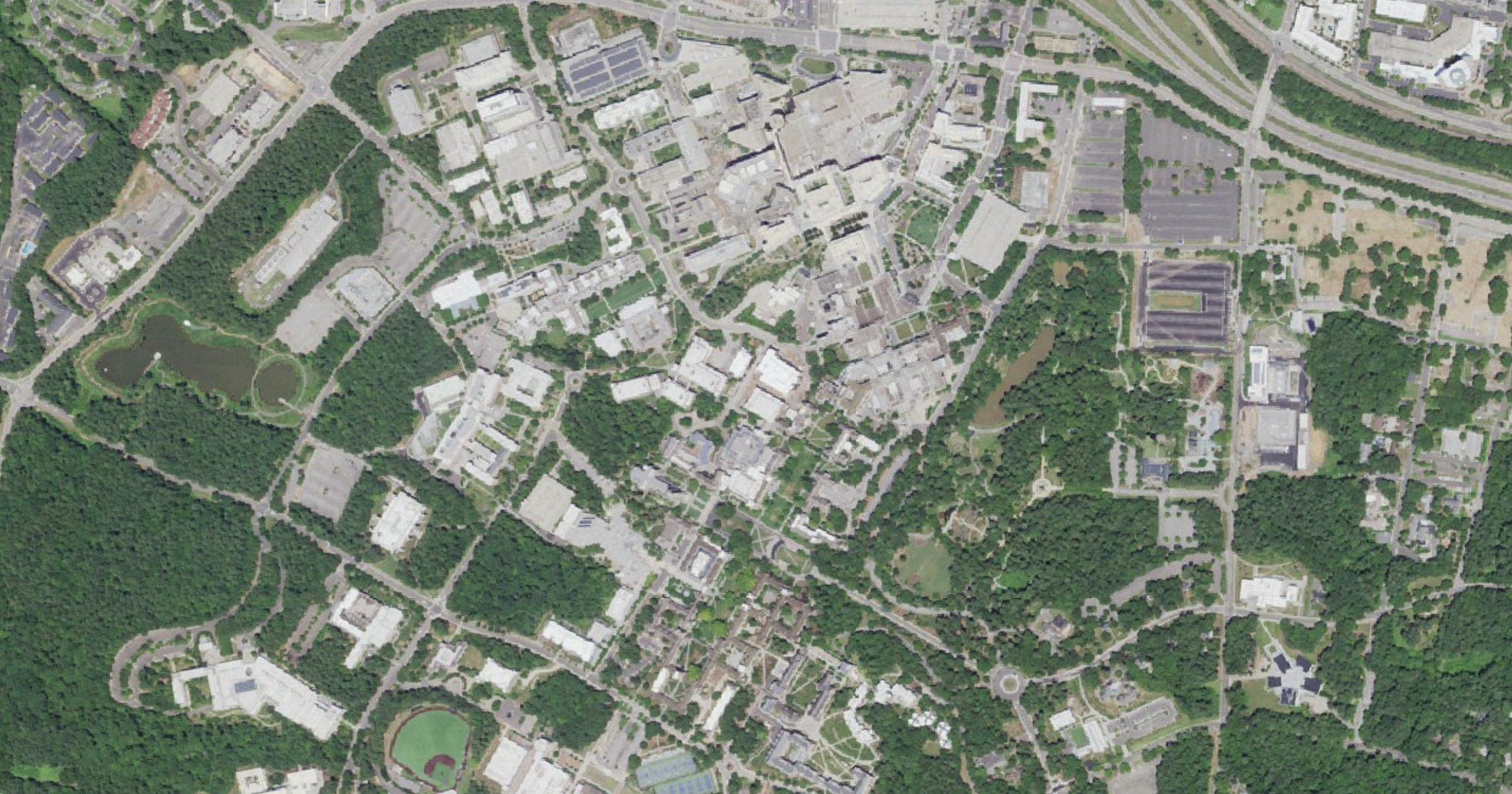Aerial view of the Brandaleone Lab for Data and Visualization site