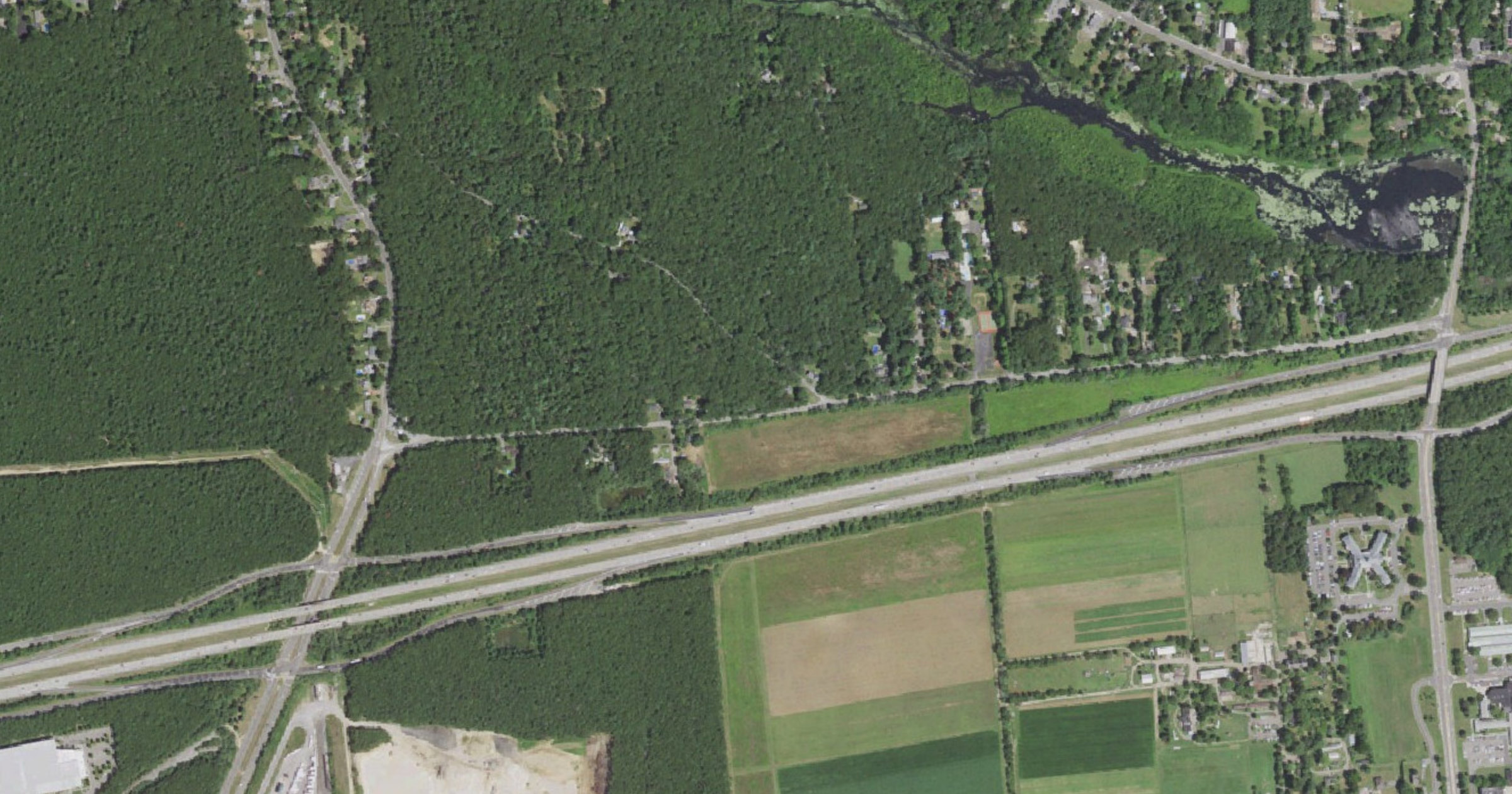 Aerial view of the Brookhaven Digital Infrastructure Facility (WF Industrial / Wildflower) site in Yaphank, NY