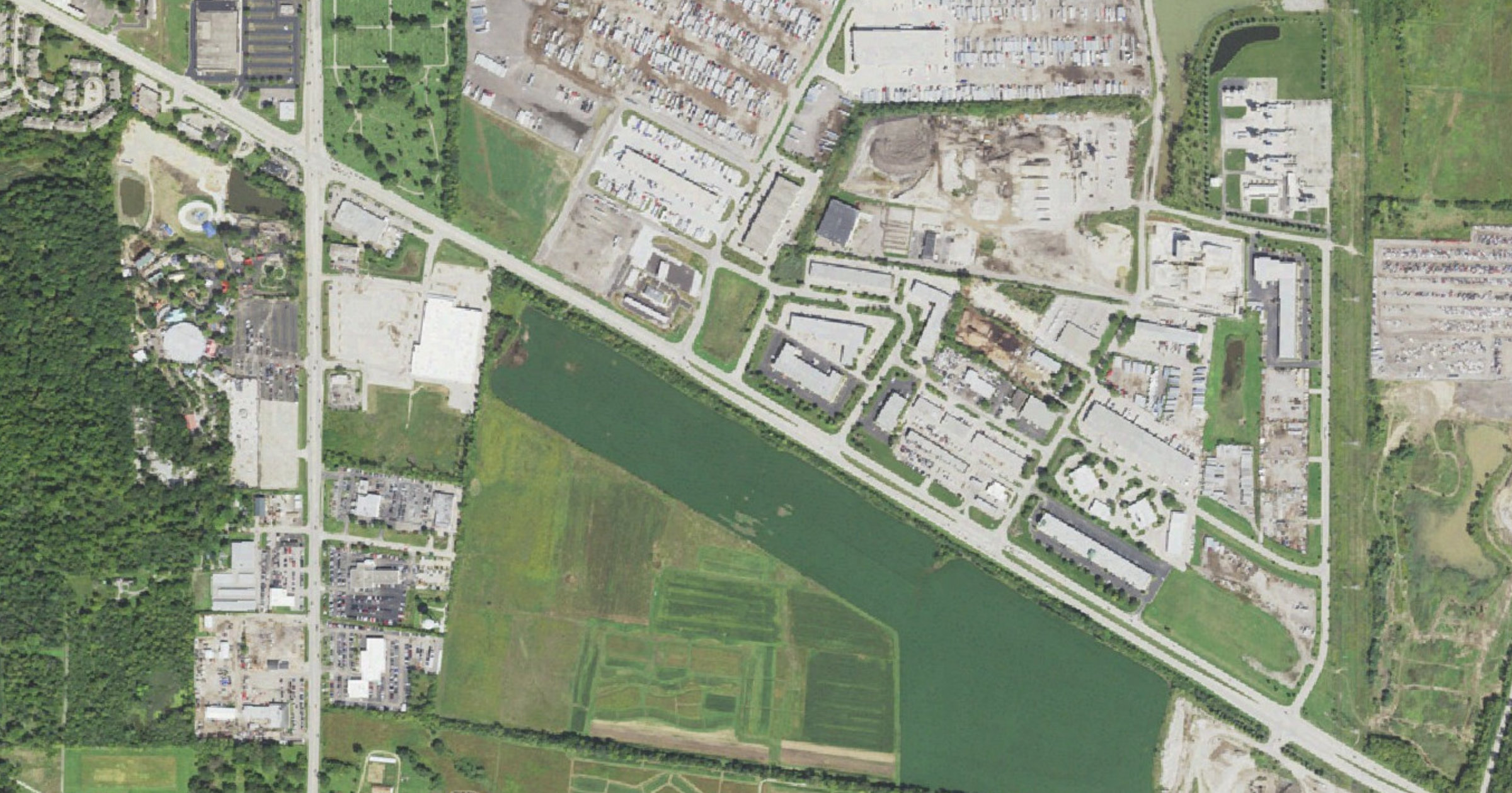 Aerial view of the East Dundee 150-acre data center site (1011 E. Main St.) site in East Dundee, IL