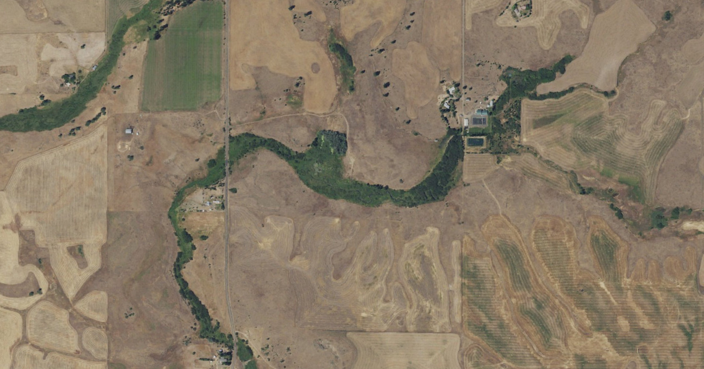 Aerial view of the Energizer II and Vines Rest large-load requests (Goodnoe Hills / Columbia Hills) site in Goldendale area, WA