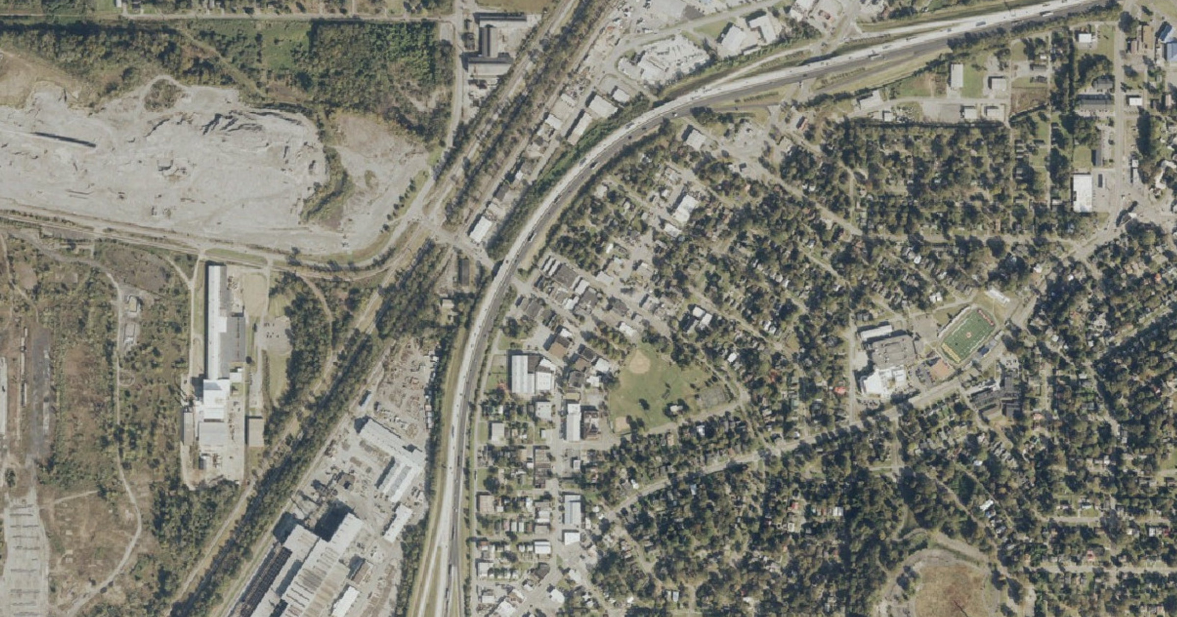 Aerial view of the Fairfield colocation data center proposal site in Fairfield, AL