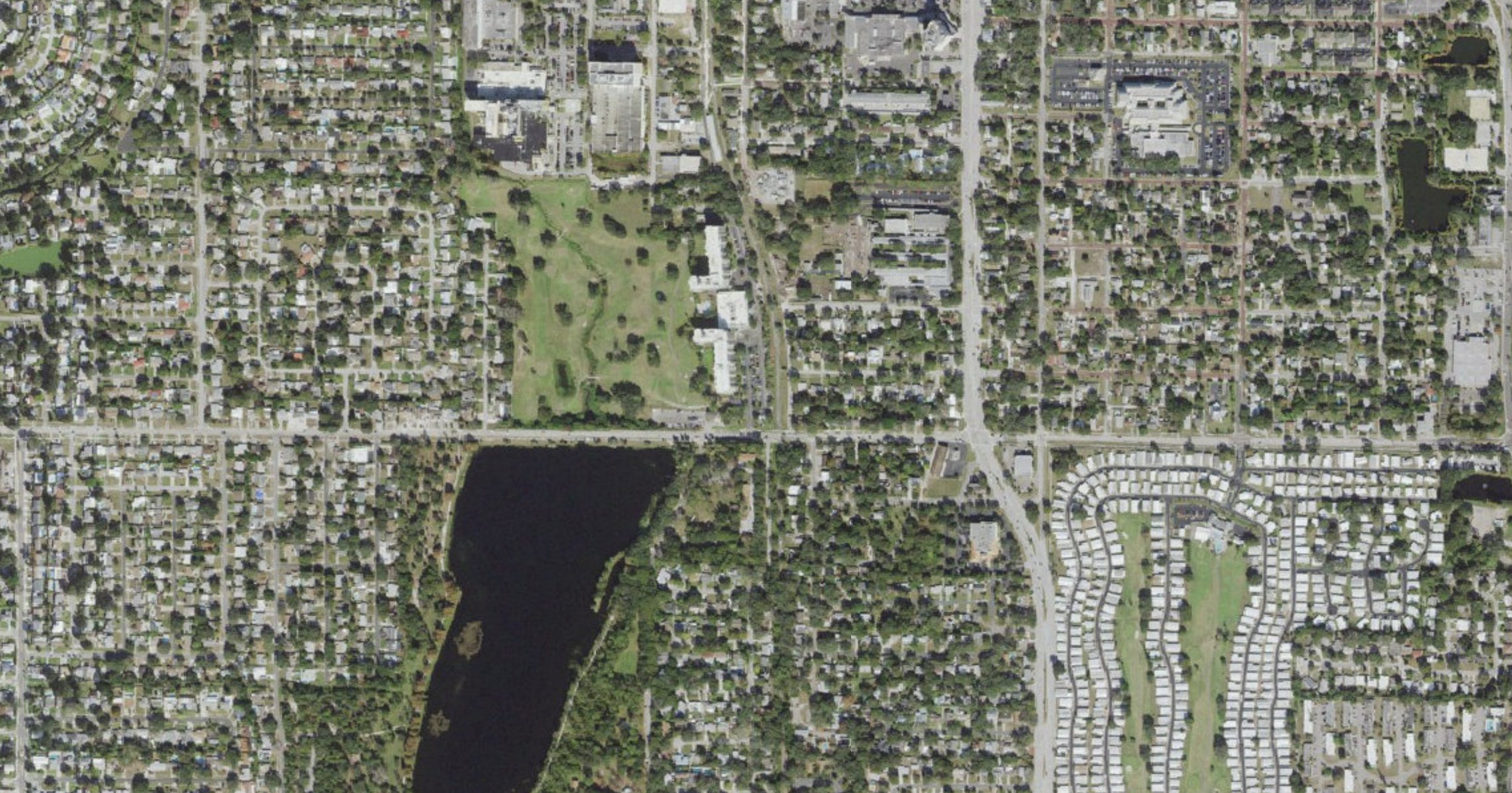 Aerial view of the Gandy area data center site in Pinellas County, FL