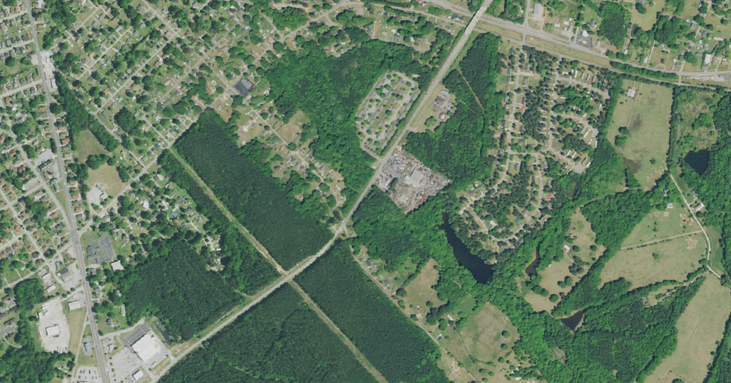 Aerial view of the Greenwood County data center offers (three unnamed companies) site in Greenwood County, SC