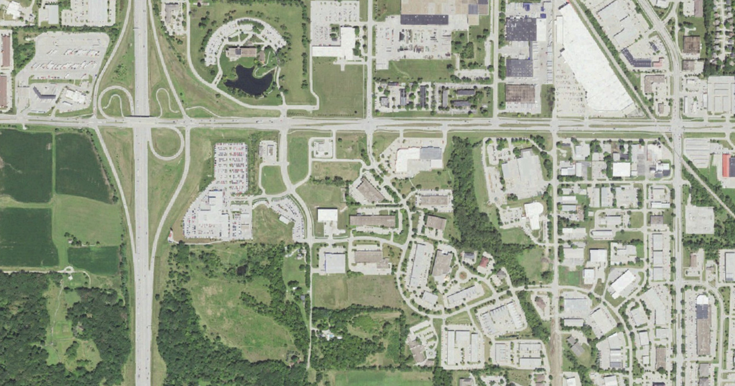 Aerial view of the IP Pathways DSM1 site in Urbandale, IA