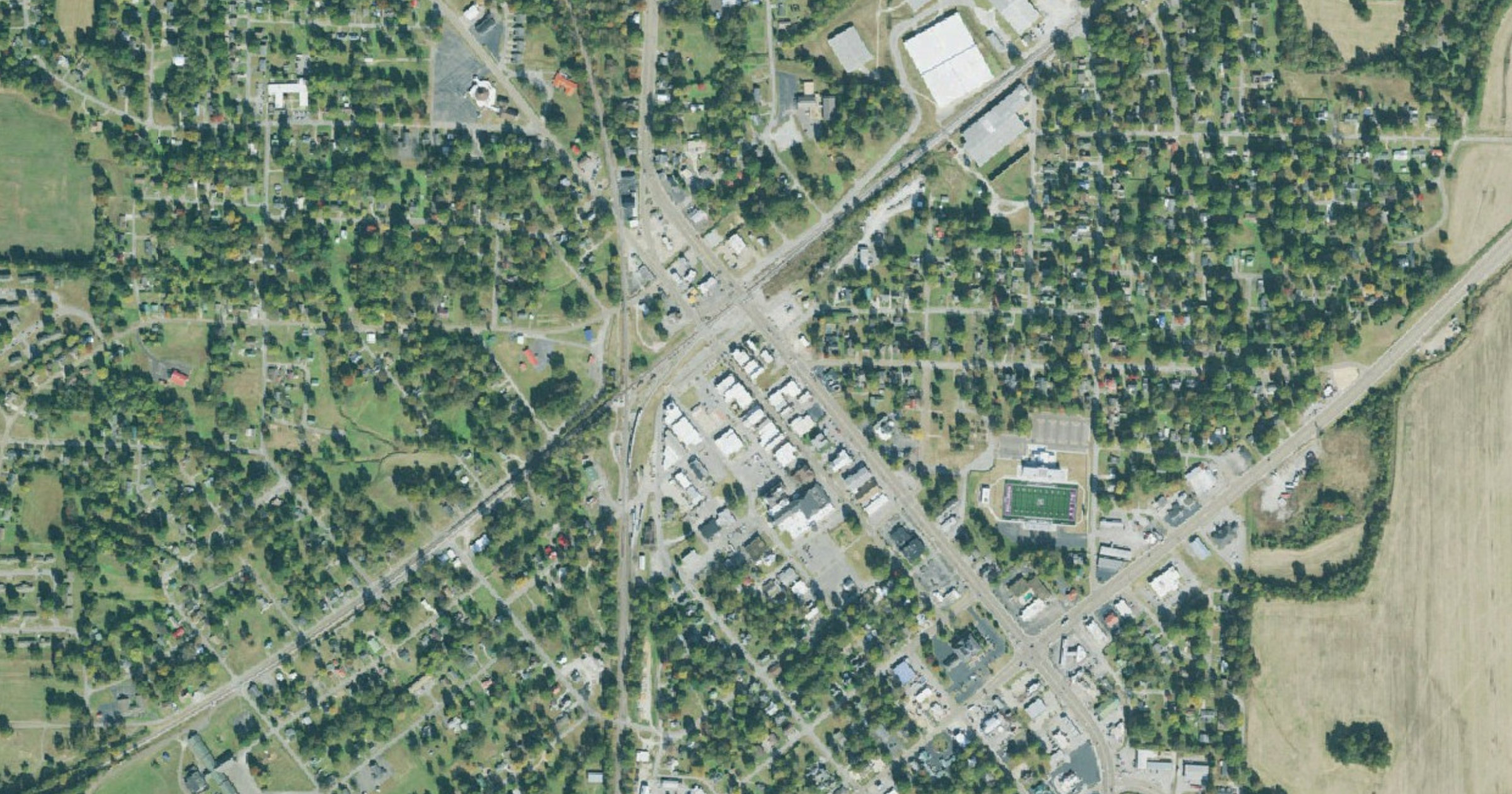 Aerial view of the Milan bitcoin mining data center (Hughes Loop Road, rezoning) site in Milan, TN