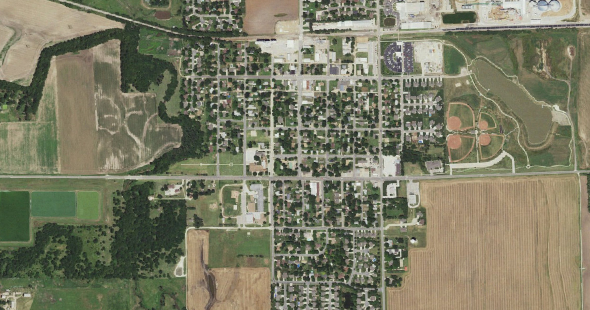 Aerial view of the Monarch Energy Colwich/Andale data center land (53rd St. N) site in Colwich, KS