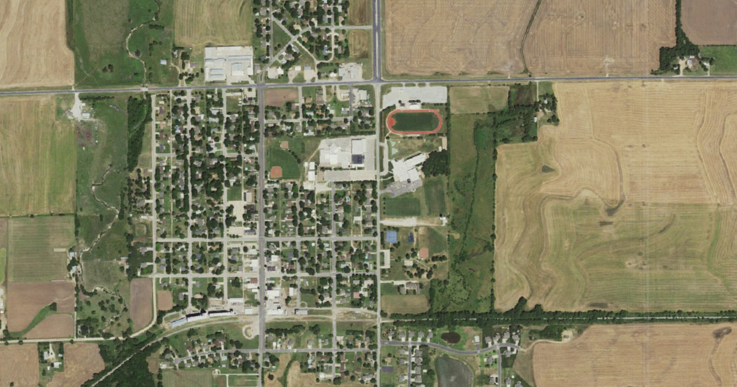 Aerial view of the NextEra Garden Plain data center land options (21st St. N) site in Garden Plain, KS