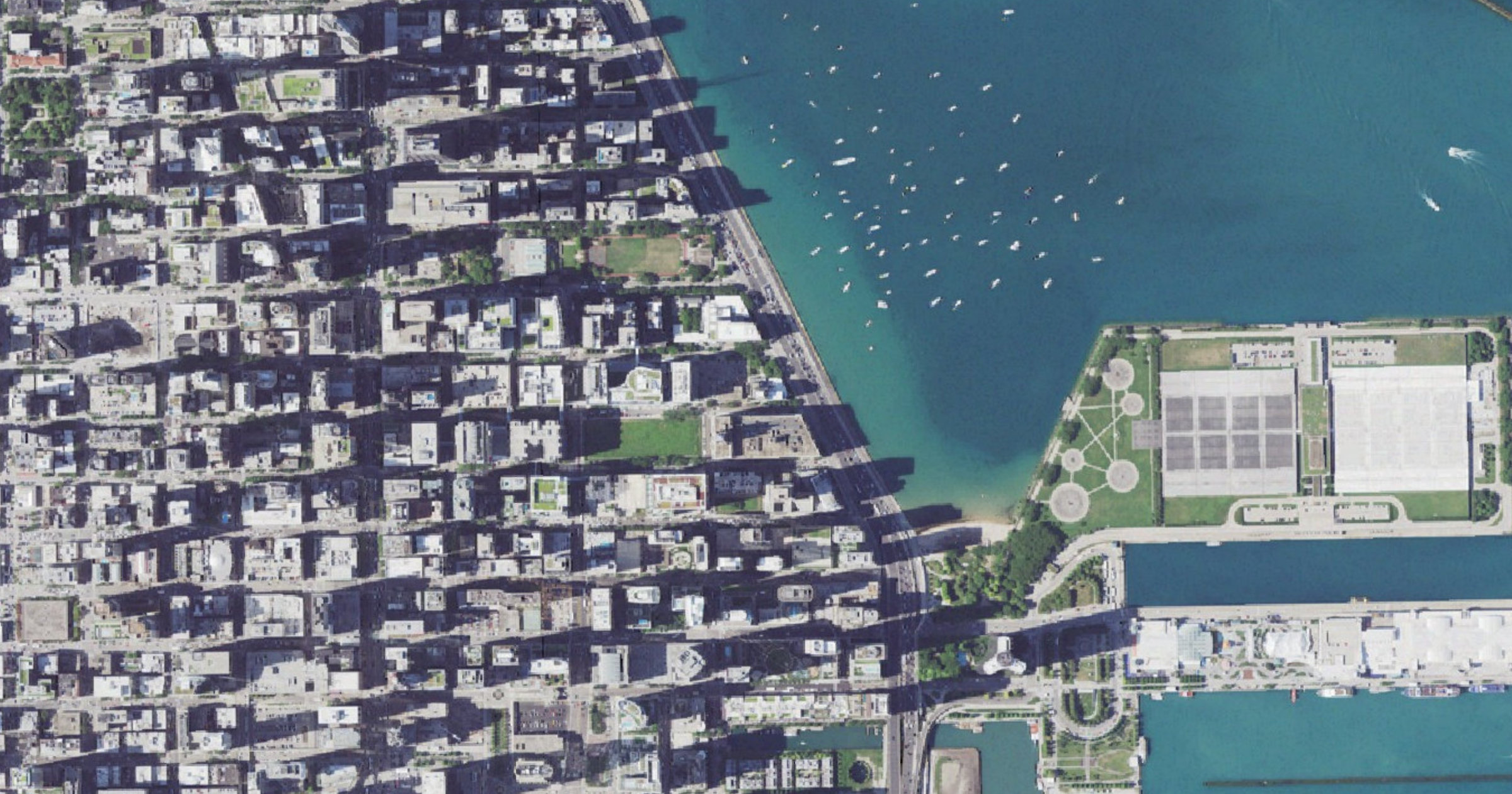 Aerial view of the Northwestern University co-location facility site in Chicago, IL