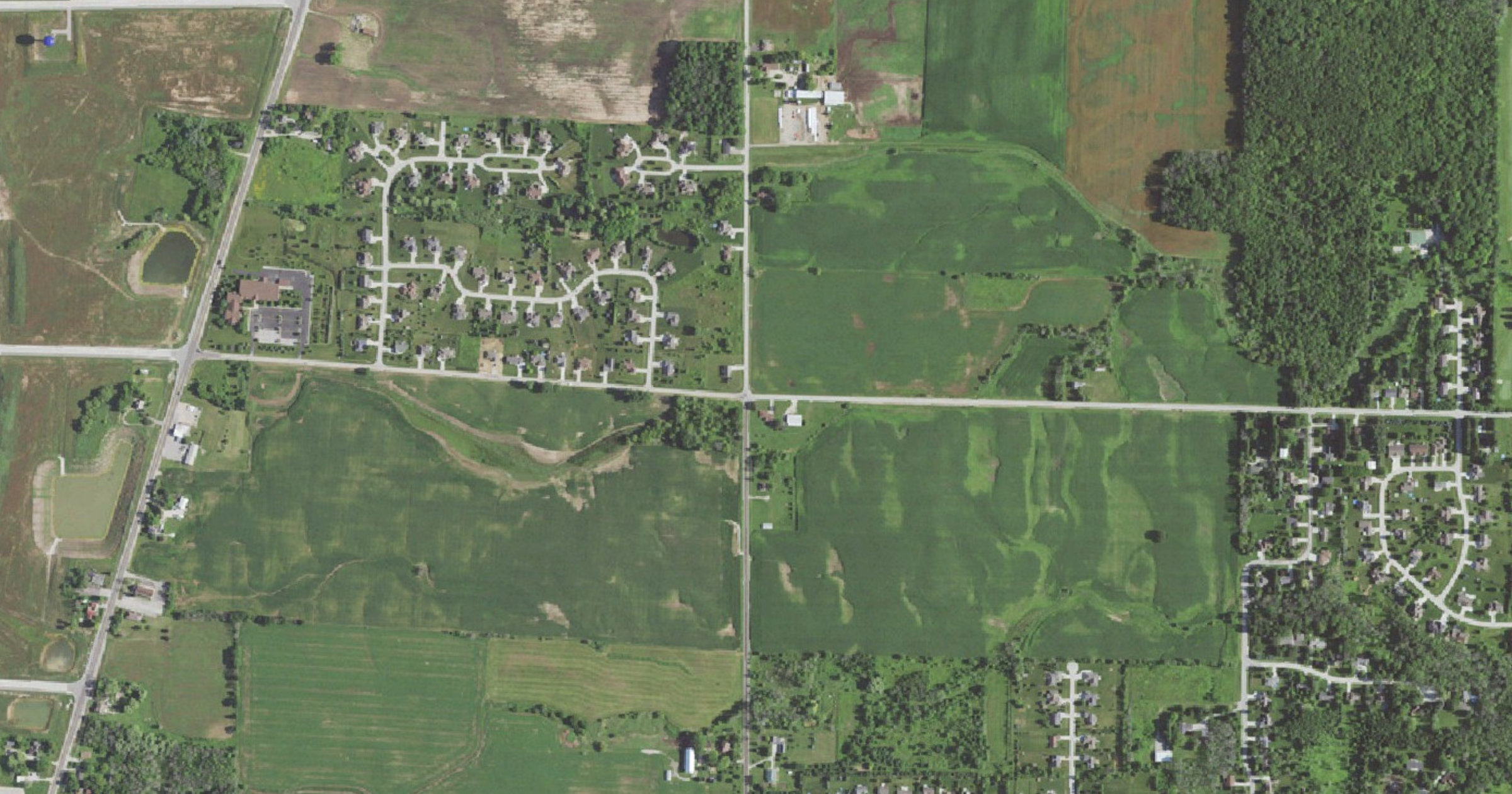 Aerial view of the Sheboygan SouthPointe 62-acre land deal (residents suspect data center) site in Sheboygan, WI
