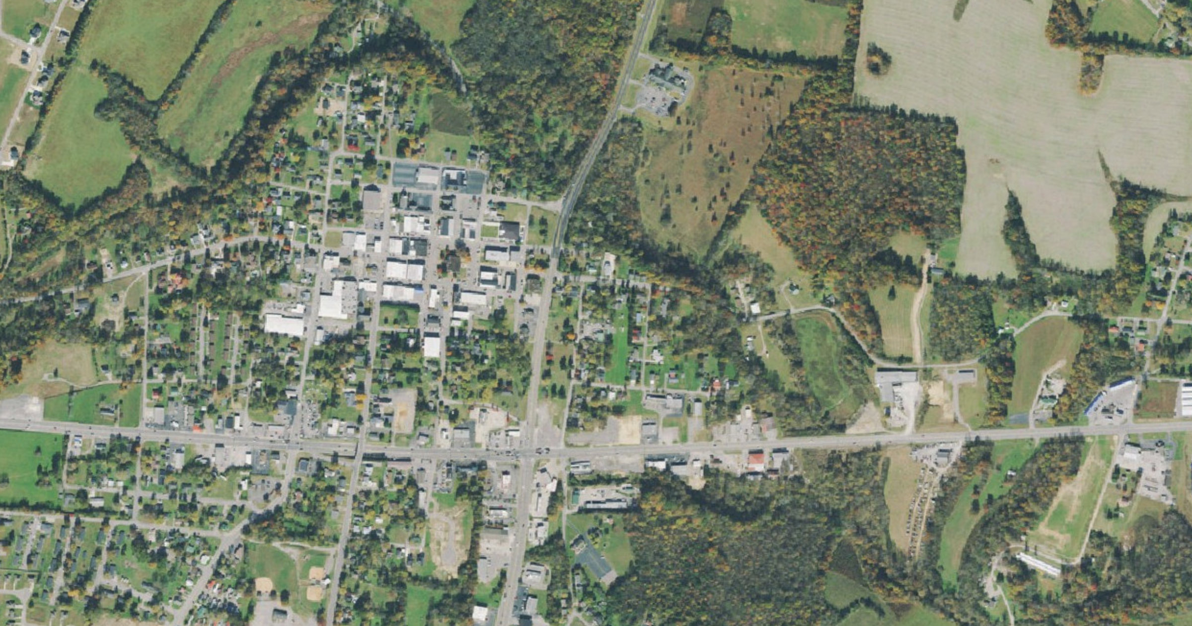 Aerial view of the Smithville 63.5-acre site marketed for AI data center site in Smithville, TN