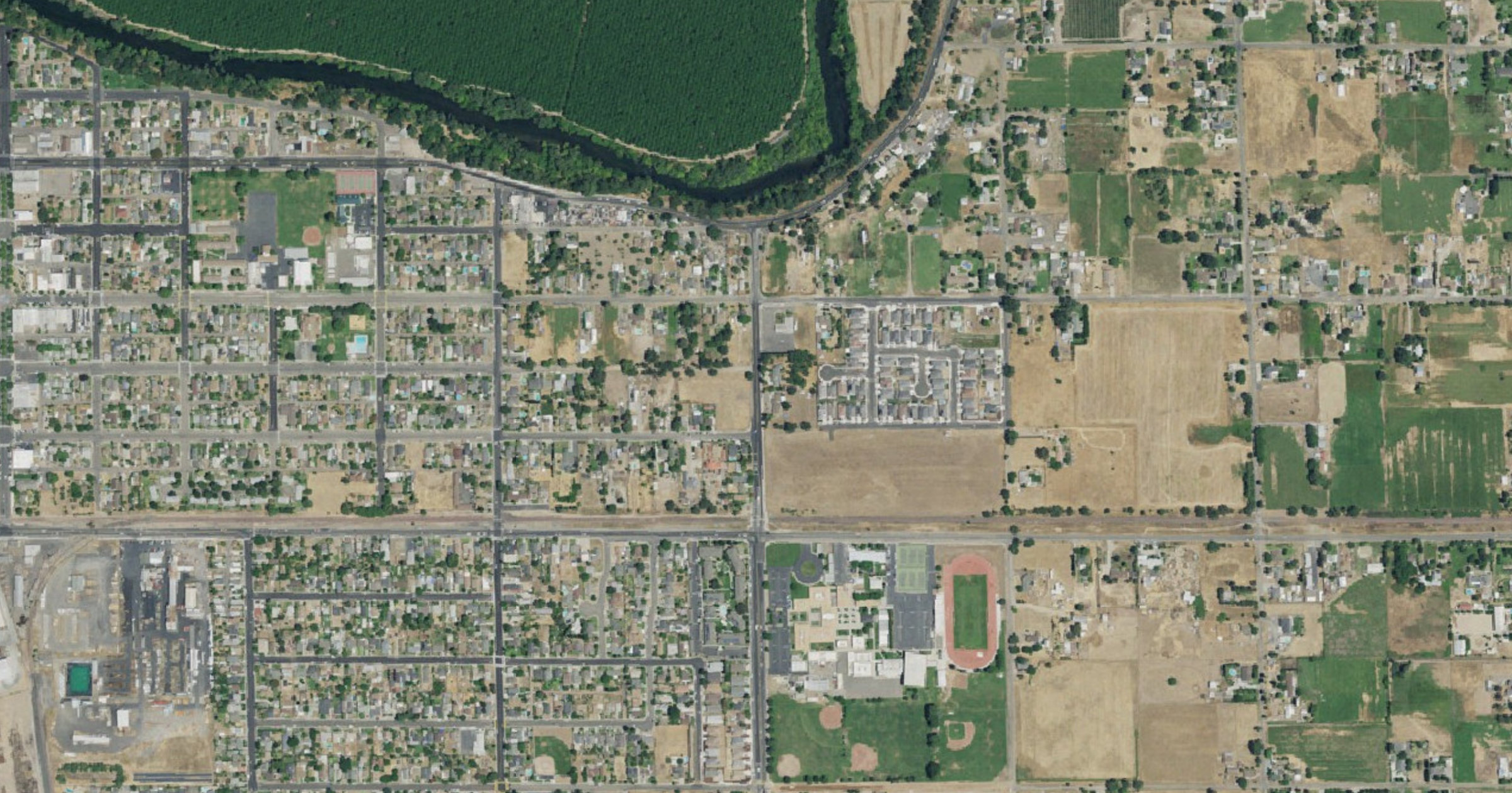Aerial view of the Spartan Data Centers Riverbank Industrial Complex (Aemetis) site in Riverbank, CA