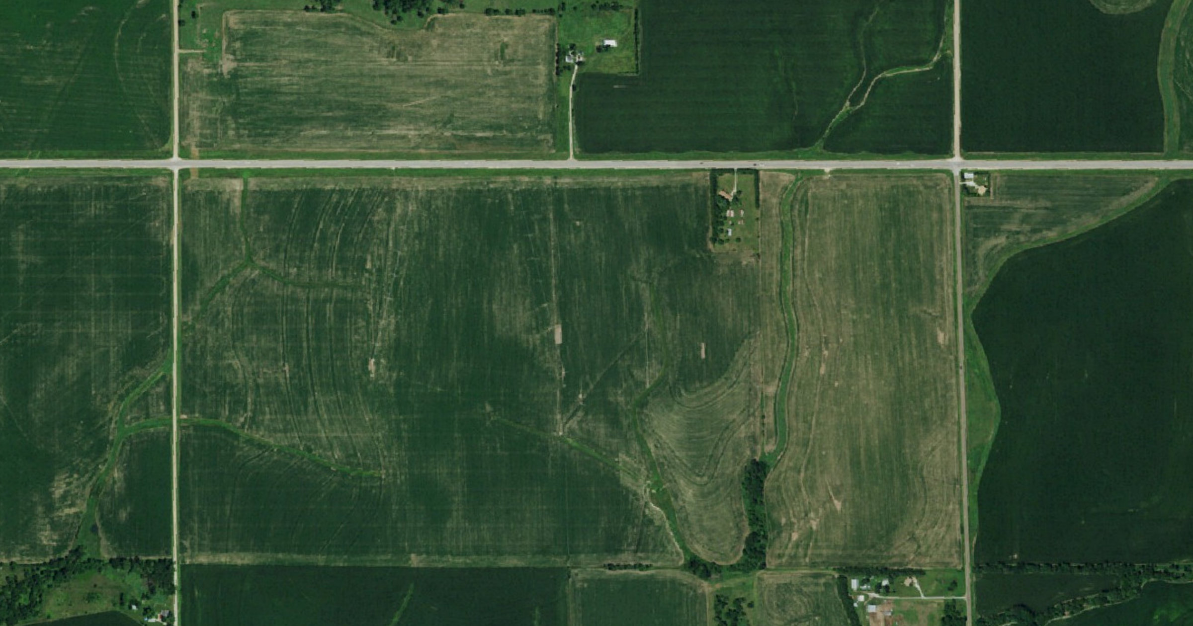 Aerial view of the Tenaska Gage County land options (rumored data center and power plant) site in Gage County, NE